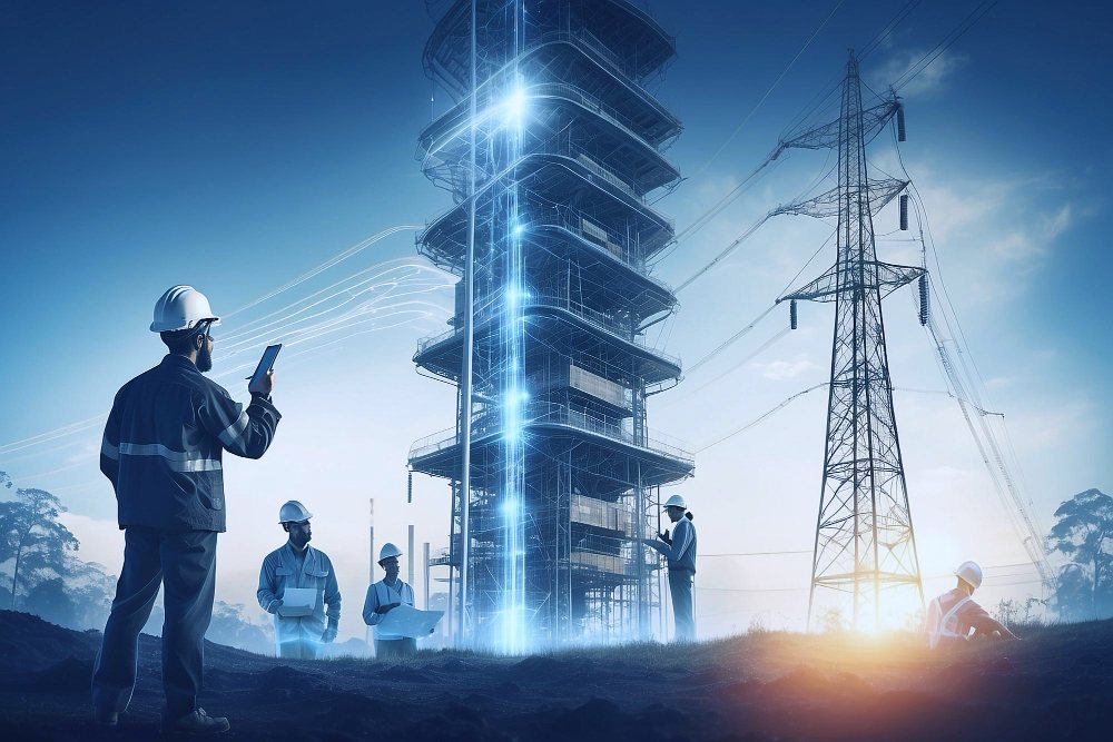 Engineering team at a smart power tower